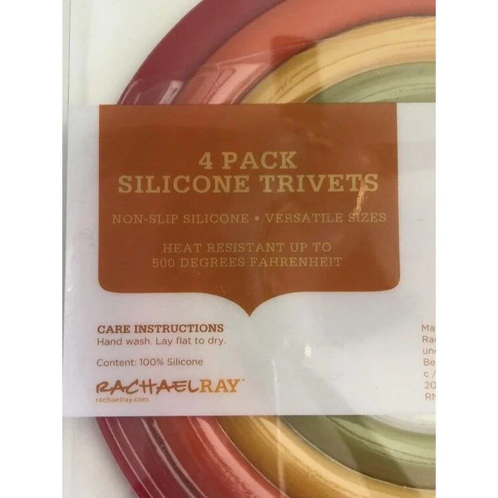 Rachael Ray Trivets Non-Slip Silicone Multicolor 500 Degree Resistant Set of 4